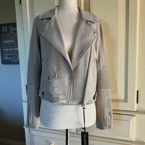 Blank NYC Textured Knit Moto Jacket Cropped - Size Small